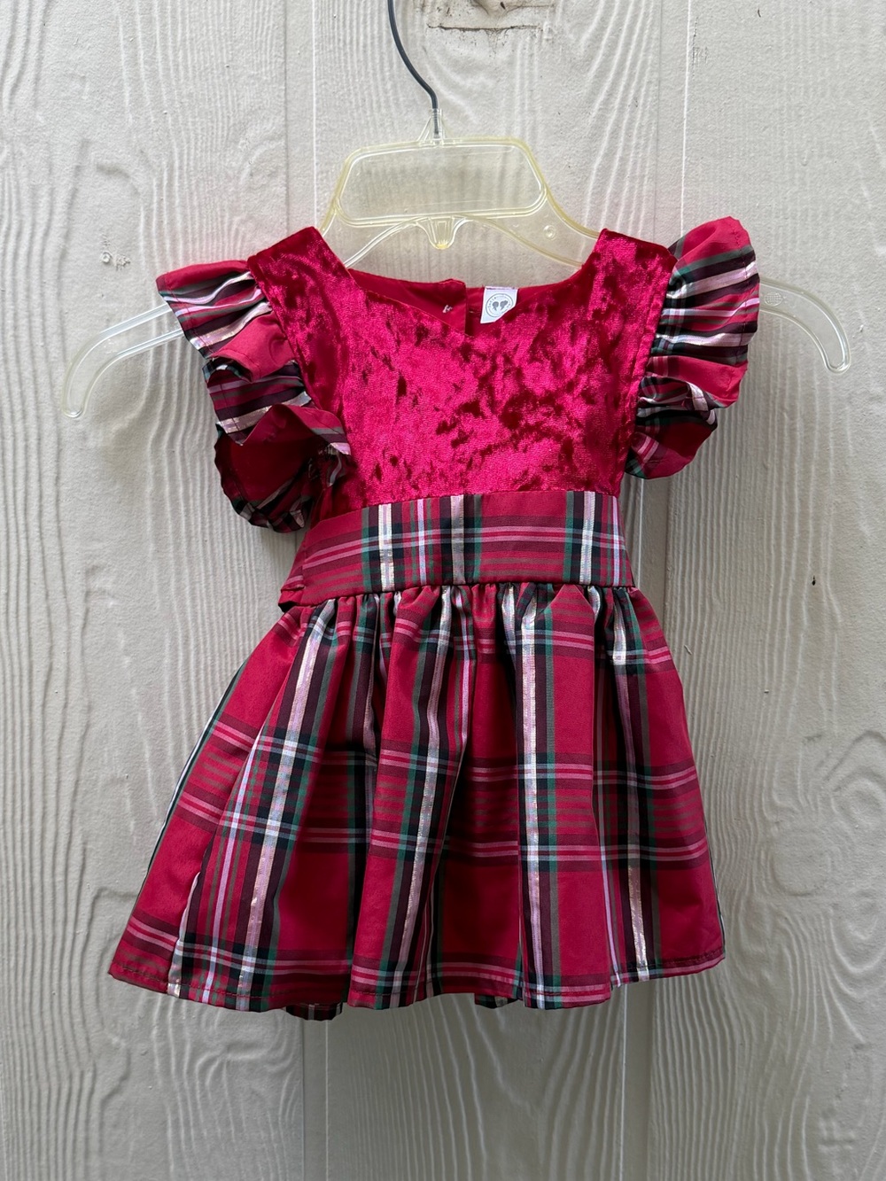 Adorable Handmade Red Plaid Velvet Holiday Party Dress by Sadie Then Ty
